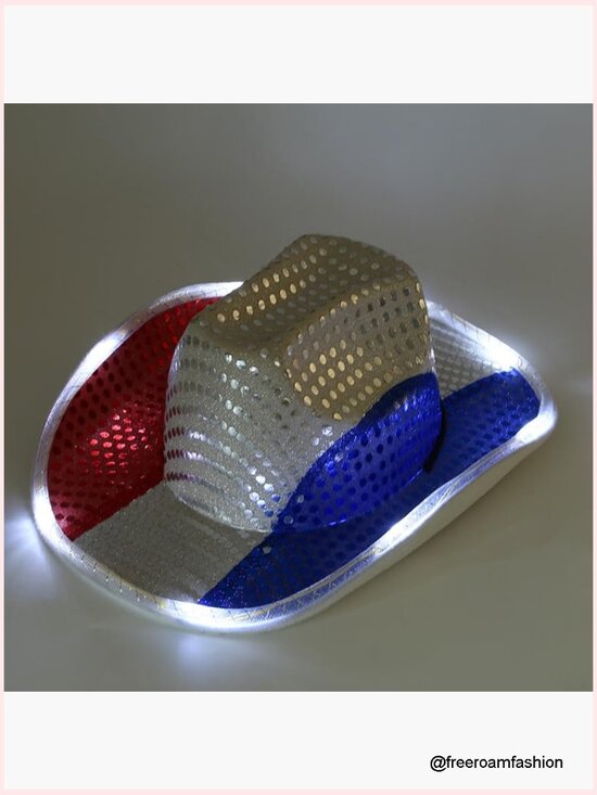 Light Up Cowboy Hat with Sequins for Women Men - Western Party Hat main image 5